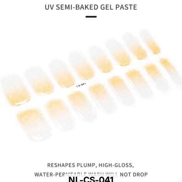 Other - 🖤 3/$12 Gold French Glitter Full Nail 16 Semi Cured Gel Nails - Needs UV Curing